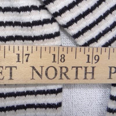 Ann Taylor Factory Striped Cardigan Sweater Cream Navy Blue Button Front Large - Thumbnail 4