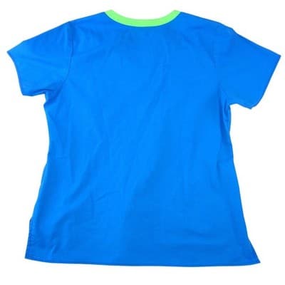 WonderWink WonderFlex Womens Blue Lime Green V-Neck Scrub Top Size Medium 0168 - Thumbnail 3