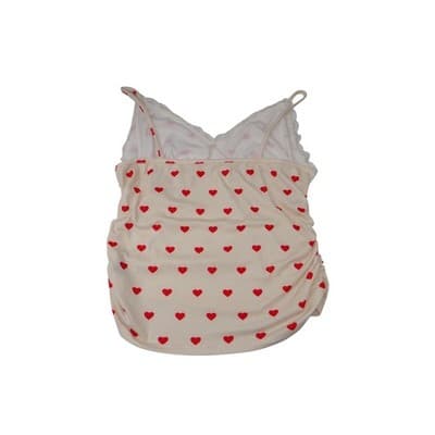 ROMWE Cream Red Heart Ruched Cami Tank Top Size 2XL - Thumbnail 3