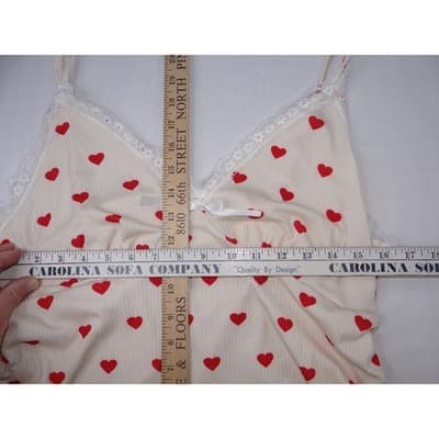ROMWE Cream Red Heart Ruched Cami Tank Top Size 2XL - Thumbnail 4