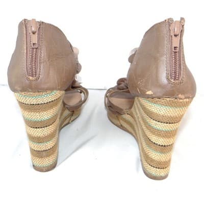 Sbicca of California Womens Floral Wedge Sandals Taupe Strappy Flower Heels 9 - Thumbnail 4