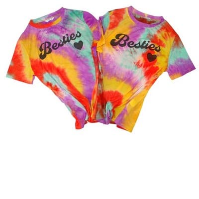 Set of Tie Dye Besties Graphic T Shirts Size L