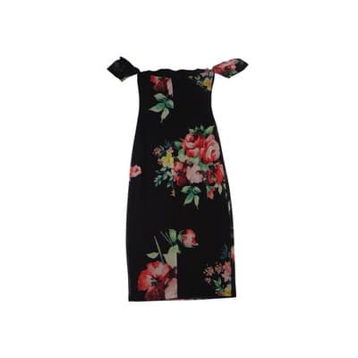 Y2K Charlotte Russe Black Floral Off Shoulder Midi Dress Size XS - Thumbnail 3