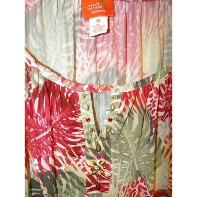 Hearts of Palm Woman Tropical Leaf Print Tunic Blouse Top 3X - Thumbnail 2
