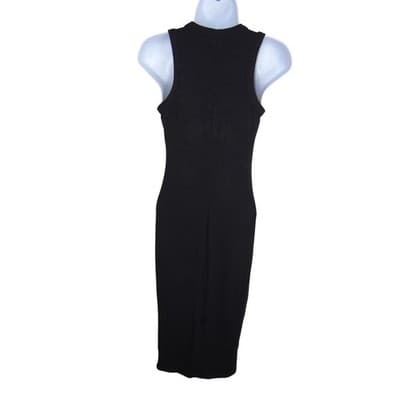 L'AGENCE Womens Ribbed Knit Tank Midi Dress Black Sleeveless Bodycon XS - Thumbnail 3