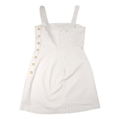 Forever 21 White Square Neck Button Side Mini Dress Size Medium - Thumbnail 3
