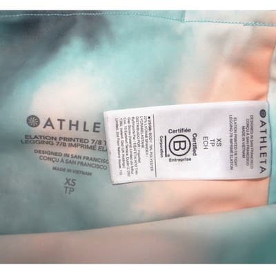 Athleta Elation Printed 7/8 Tight Leggings XS Teal Orange Tie Dye High Rise Yoga - Thumbnail 2