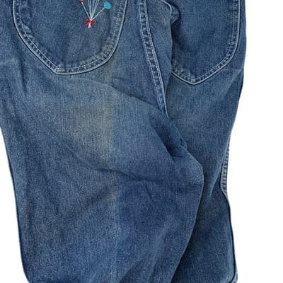 Vintage Denim Jeans High Waisted Bell Bottoms Women's Blue Wash - Thumbnail 6