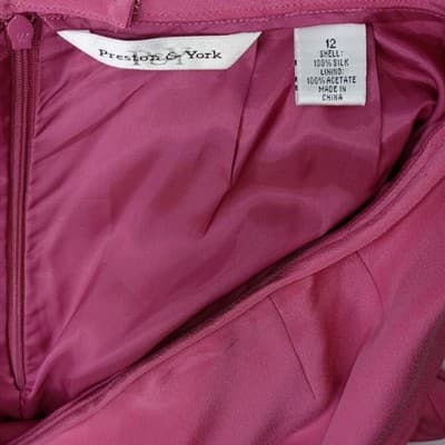 VTG Preston & York Silk Pink Blazer Skirt Suit Womens 12 Short Sleeve Tailored - Thumbnail 5