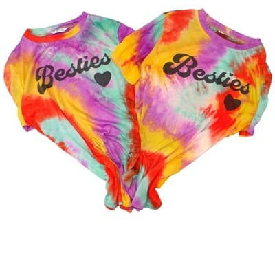 Set of Tie Dye Besties Graphic T Shirts Size L - Thumbnail 2