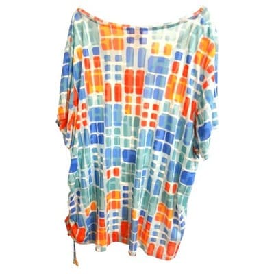 Hearts of Palm Woman Plus Size 3X Abstract Print Kaftan Top Blouse Shirt - Thumbnail 2