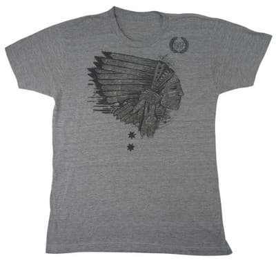 Mens Grey Graphic T Shirt Indian Motorcycle Short Sleeve Tee
