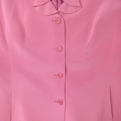 VTG Preston & York Silk Pink Blazer Skirt Suit Womens 12 Short Sleeve Tailored - Thumbnail 8
