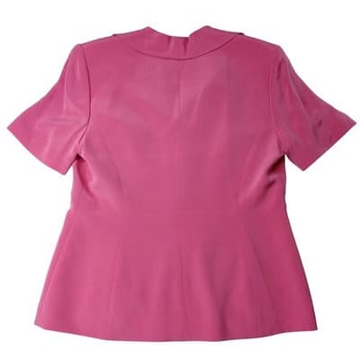VTG Preston & York Silk Pink Blazer Skirt Suit Womens 12 Short Sleeve Tailored - Thumbnail 3