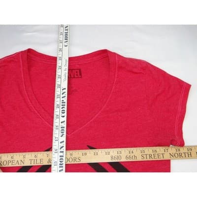 Marvel Spider Man Graphic Womens V Neck T Shirt Red XL - Thumbnail 6