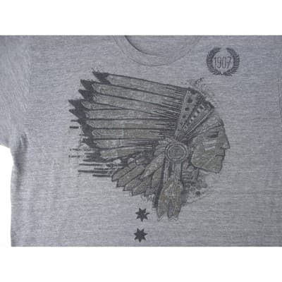 Mens Grey Graphic T Shirt Indian Motorcycle Short Sleeve Tee - Thumbnail 2