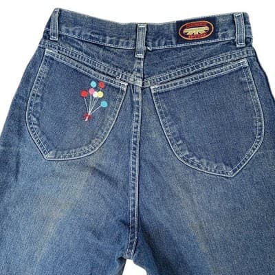 Vintage Denim Jeans High Waisted Bell Bottoms Women's Blue Wash - Thumbnail 7