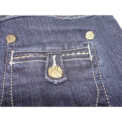 Cache Womens Dark Wash Wide Leg Jeans Blue Gold Braided Pocket Size 8 - Thumbnail 7