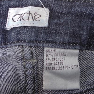 Cache Womens Dark Wash Wide Leg Jeans Blue Gold Braided Pocket Size 8 - Thumbnail 2