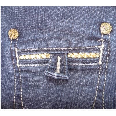 Cache Womens Dark Wash Wide Leg Jeans Blue Gold Braided Pocket Size 8 - Thumbnail 5