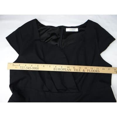 Hanpceirs Black Cap Sleeve Square Neck Fit and Flare Dress Women's XL - Thumbnail 4