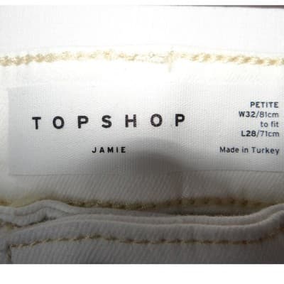 NWT-TOPSHOP Jamie High Waisted Skinny Petite Jeans White Size 10 W32 L28 - Thumbnail 2
