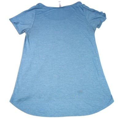 LuLaRoe Blue Heathered Scoop Neck Short Sleeve Tunic Top Size L - Thumbnail 3