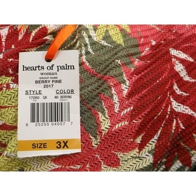Hearts of Palm Woman Berry Fine Tropical Leaf Print Lightweight Cardigan 3X - Thumbnail 4