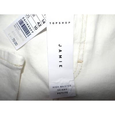 NWT-TOPSHOP Jamie High Waisted Skinny Petite Jeans White Size 10 W32 L28 - Thumbnail 3