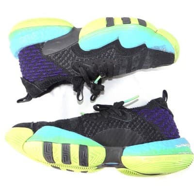 Adidas Trae Young 2.0 Mens 5.5 Basketball Shoes Black Purple Neon - Thumbnail 2