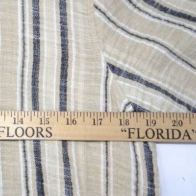 PAC SUN Mens Linen Blend Striped Short Sleeve Button Up Shirt Size Medium Tan - Thumbnail 6