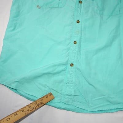 Vintage Magellan Outdoors Mens Teal Short Sleeve Button Up Fishing Shirt Large - Thumbnail 6