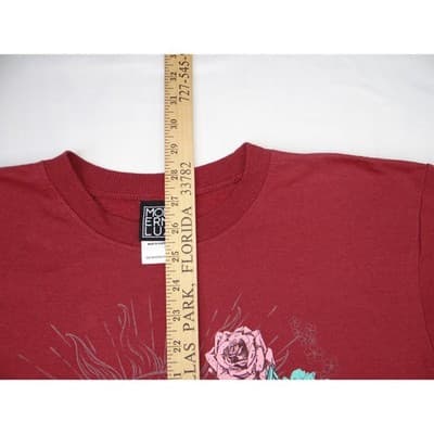 Modern Lux Sun Floral Graphic T Shirt Burgundy Cotton Poly Blend S M - Thumbnail 6