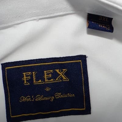 FLEX Mens Luxury Collection White Dress Shirt 3XL Made in Italy - Thumbnail 2