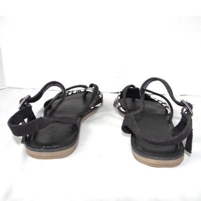 TOMS Lexie Black White Woven Geometric Ankle Strap Flat Sandals Womens 7.5 - Thumbnail 5
