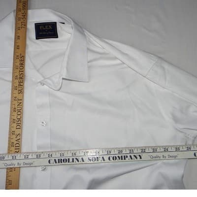 FLEX Mens Luxury Collection White Dress Shirt 3XL Made in Italy - Thumbnail 11