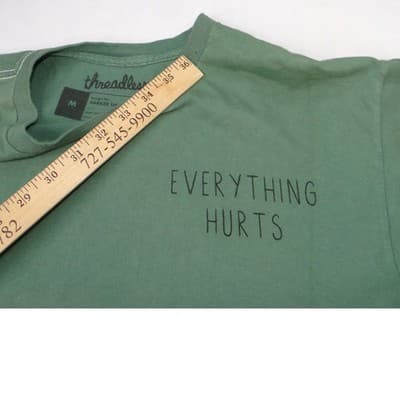 Threadless T Shirt Everything Hurts Grim Reaper Graphic Print Green Size M - Thumbnail 7