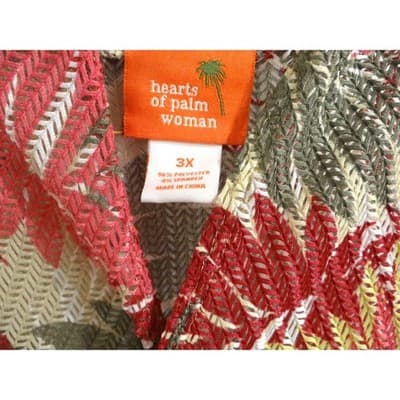 Hearts of Palm Woman Berry Fine Tropical Leaf Print Lightweight Cardigan 3X - Thumbnail 3