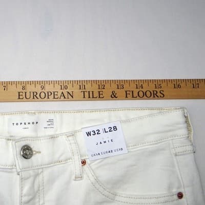 NWT-TOPSHOP Jamie High Waisted Skinny Petite Jeans White Size 10 W32 L28 - Thumbnail 6