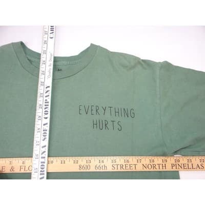 Threadless T Shirt Everything Hurts Grim Reaper Graphic Print Green Size M - Thumbnail 13