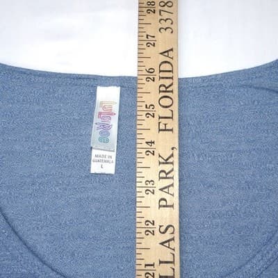 LuLaRoe Blue Heathered Scoop Neck Short Sleeve Tunic Top Size L - Thumbnail 6
