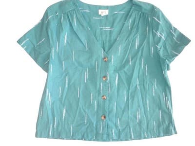Ana Women's Short Sleeve Button Front Top - 3x