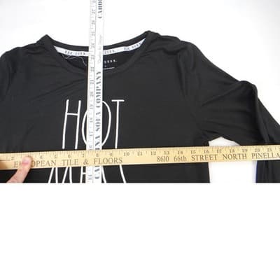 Rae Dunn HOT MESS Graphic Long Sleeve Shirt Black Size Small Relaxed Fit - Thumbnail 4