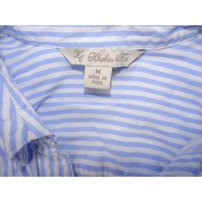Khakis & Co Blue White Stripe Sleeveless Collared Shirt Tunic Top Women Medium - Thumbnail 2