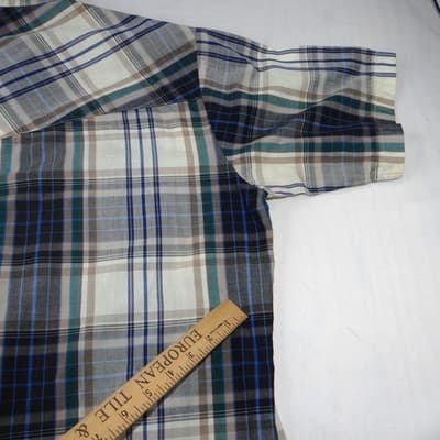 ELY PLAINS Mens Plaid Western Shirt Short Sleeve Pearl Snap Size M - Thumbnail 12