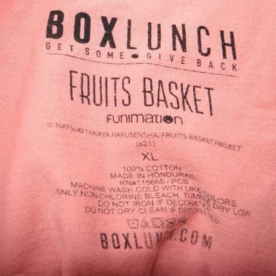 BoxLunch Womens XL Fruits Basket Anime Graphic TShirt Pink Crew Neck Cotton - Thumbnail 2