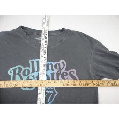 The Rolling Stones Logo T Shirt Gray Short Sleeve Cotton Blend Graphic Tee XS - Thumbnail 6