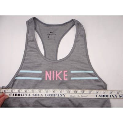 Nike Dri Fit Racerback Tank Top Gray Pink Stripes Athletic Workout Size S - Thumbnail 6
