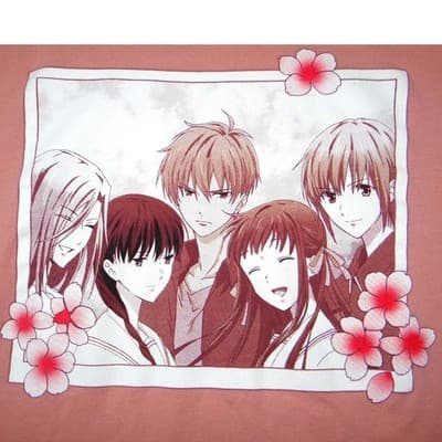 BoxLunch Womens XL Fruits Basket Anime Graphic TShirt Pink Crew Neck Cotton - Thumbnail 4
