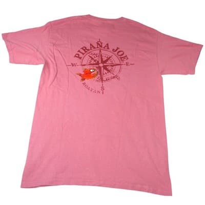 Piranha Joe Roatan Compass Graphic T Shirt Pink Short Sleeve Cotton Blend M - Thumbnail 3